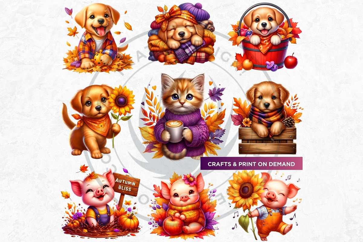 Autumn Cute animals Clipart Set, a Seasonal Illustration by ThatsDesignArt (Photo 9 of 10)