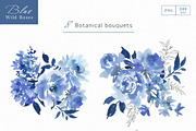 Watercolor Blue Roses with Birds, an Object Graphic by Sawango Designs (Thumbnail 5 of 13)