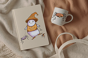 spooky cute ghost Halloween clipart, a Seasonal Illustration by FaliushViktoriaArtist (Thumbnail 9 of 14)