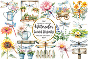 Summer Dragonfly Garden Clipart, an Illustration by OK Design (Thumbnail 1 of 5)