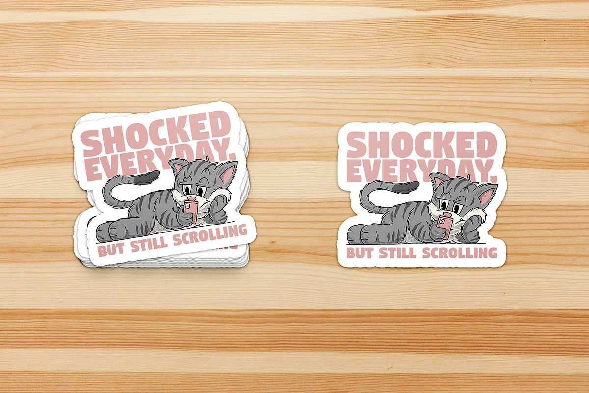retro cat scrolling smartphone, a Branding & Logo Template by Judsart (Photo 3 of 3)