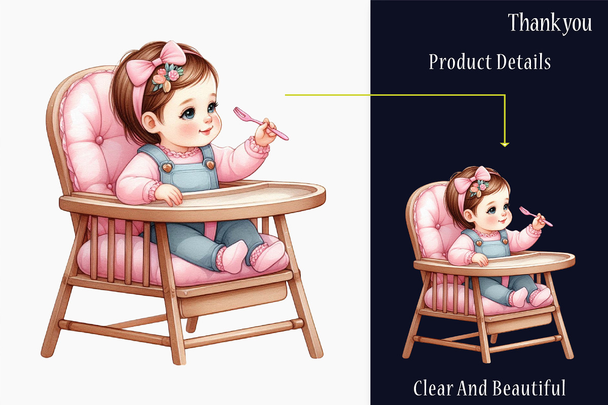 Cute Baby Girl Watercolor Clipart, a Graphic by designcity5 (Photo 5 of 5)