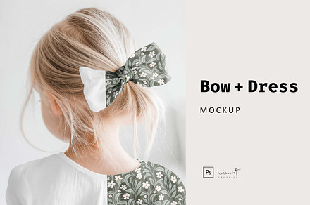 Hair Bow and Dress Mockup, an Apparel Mockup by LinnestCreative