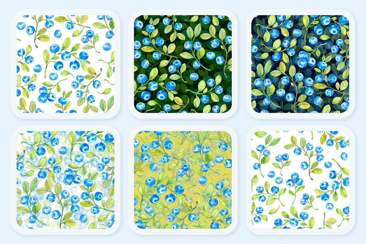 Blueberries, watercolor clipart, a Decorative Illustration by EshaStudio (Photo 6 of 11)