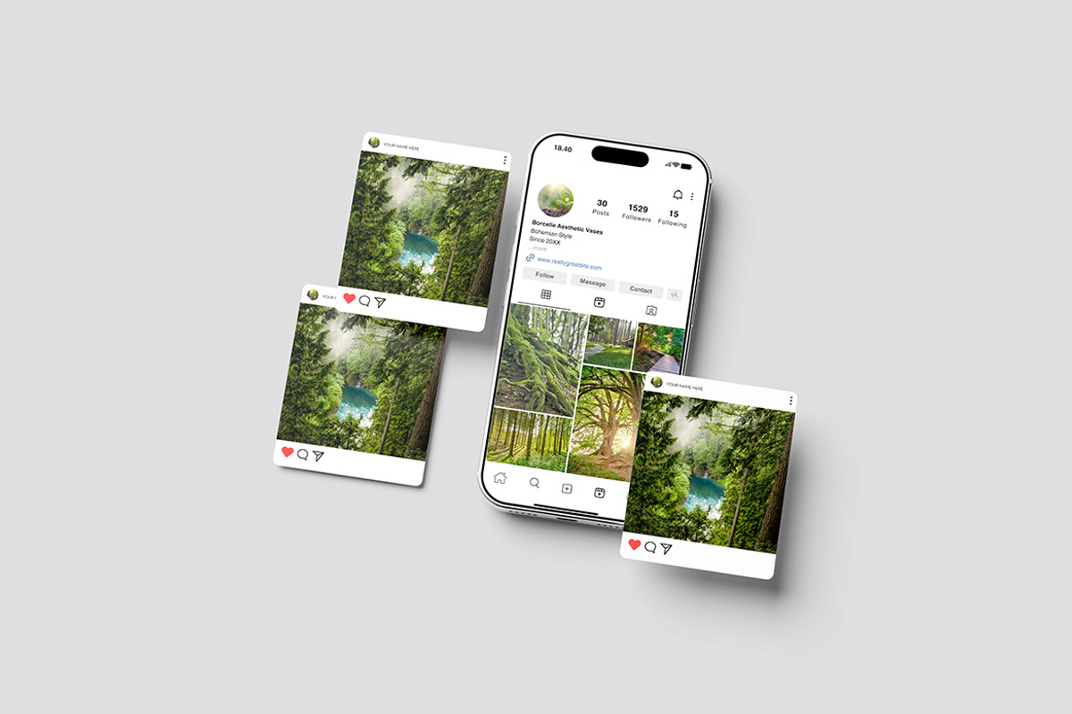 Instagram social media mockup, an iPhone Mockup by Pikachudesign (Photo 3 of 5)