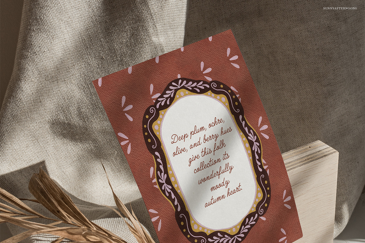 Autumn FOLK Frames & Backgrounds, a Decorative Illustration by SunnyAfternoons (Photo 5 of 13)