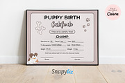 Editable Puppy Birth Certificate, a Print Template by Snapybiz (Thumbnail 4 of 11)