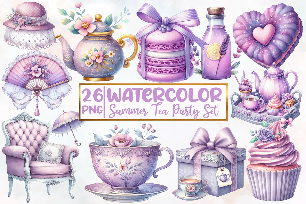Summer Tea Party Set Clipart, an Illustration by Designworld (Photo 1 of 6)