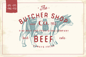 Butcher Shop Beef Logo Template