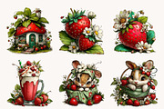 Whimsical strawberry Clipart, a Seasonal Illustration by Designworld (Thumbnail 4 of 10)