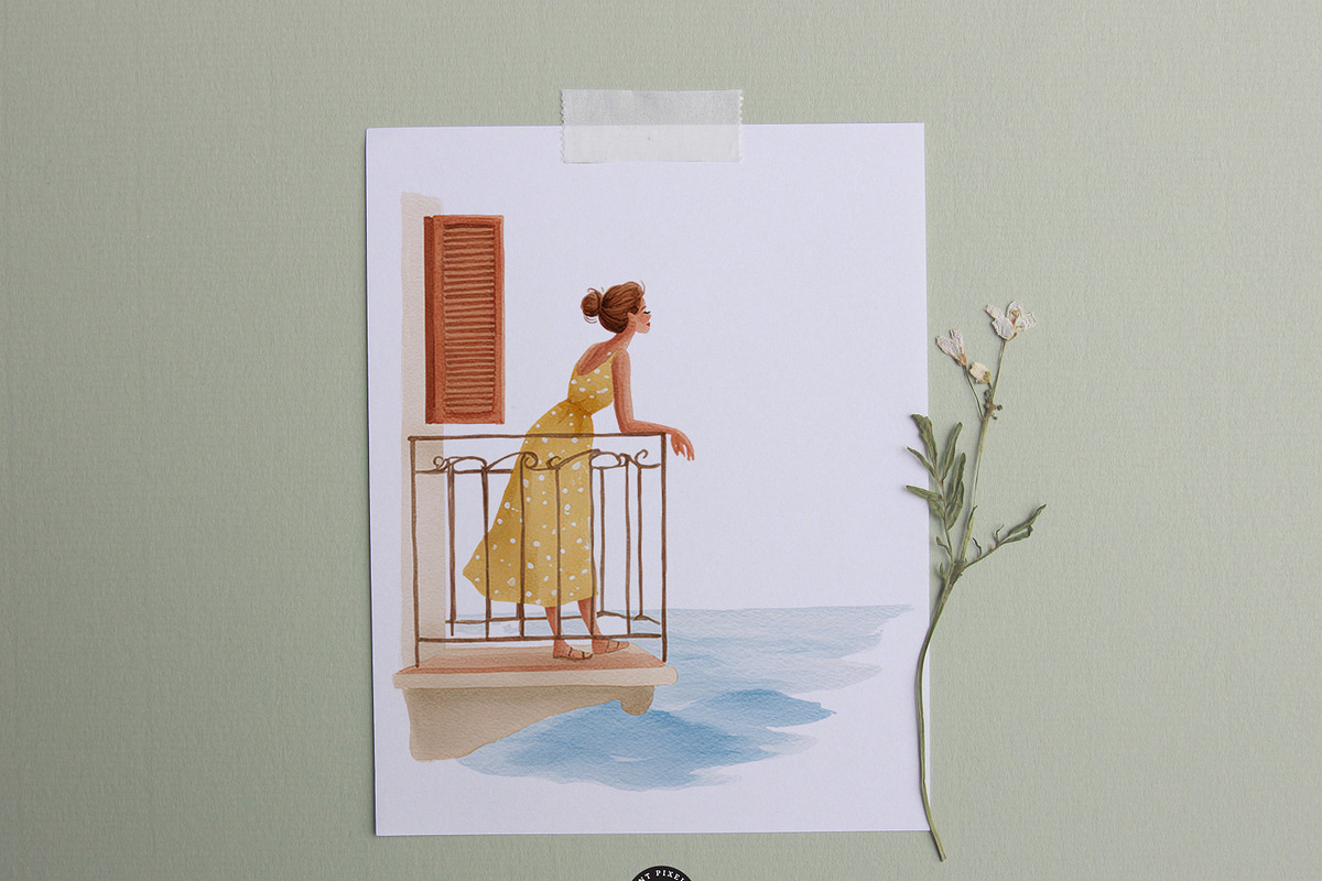 Amalfi Coast Clipart Set, a Person Illustration by PaintPixelCo (Photo 13 of 15)