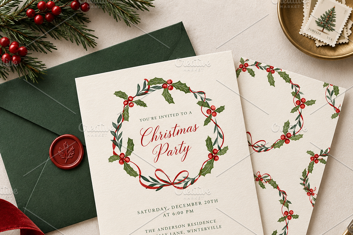 Watercolor Christmass Wreath clipart, a Decorative Illustration by Oleksandra Illustrates (Photo 9 of 10)