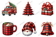 Red Buffalo Plaid Christmas Clipart, an Illustration by designcity5 (Thumbnail 2 of 5)