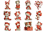 Valentine Cat Clipart, an Illustration by Designking (Thumbnail 2 of 5)