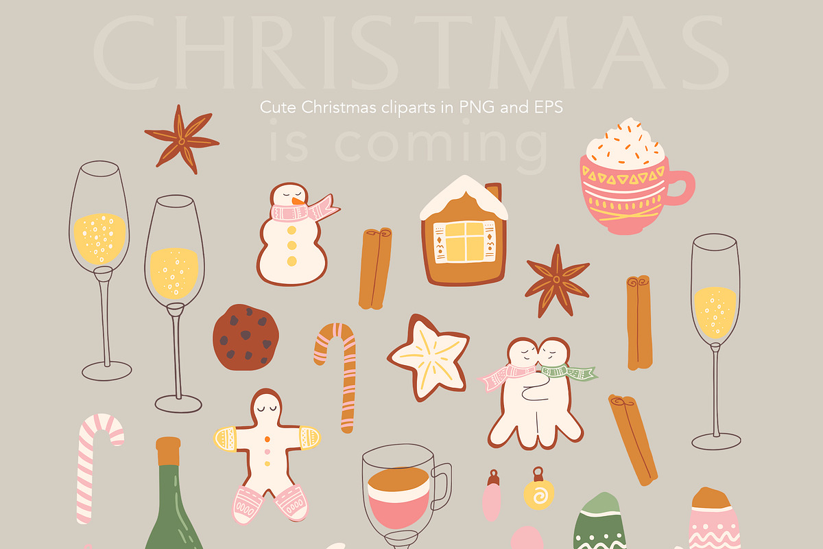 Christmas is coming! Cute cliparts, a Seasonal Illustration by Volha Studio (Photo 7 of 13)