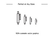 Pencil and Pen Line Icons Set, an Outline Icon by Designfour (Thumbnail 7 of 7)