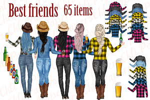 Best Friends Clipart, Cowgirls