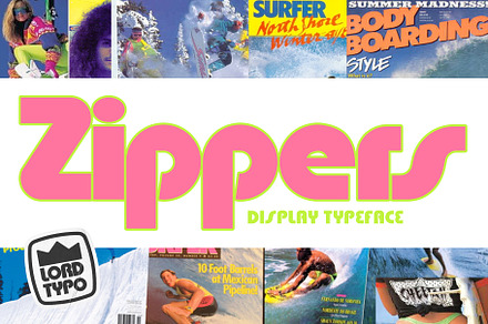 Zippers — Retro Surfy Display Font, a Font by Mikey Weeks