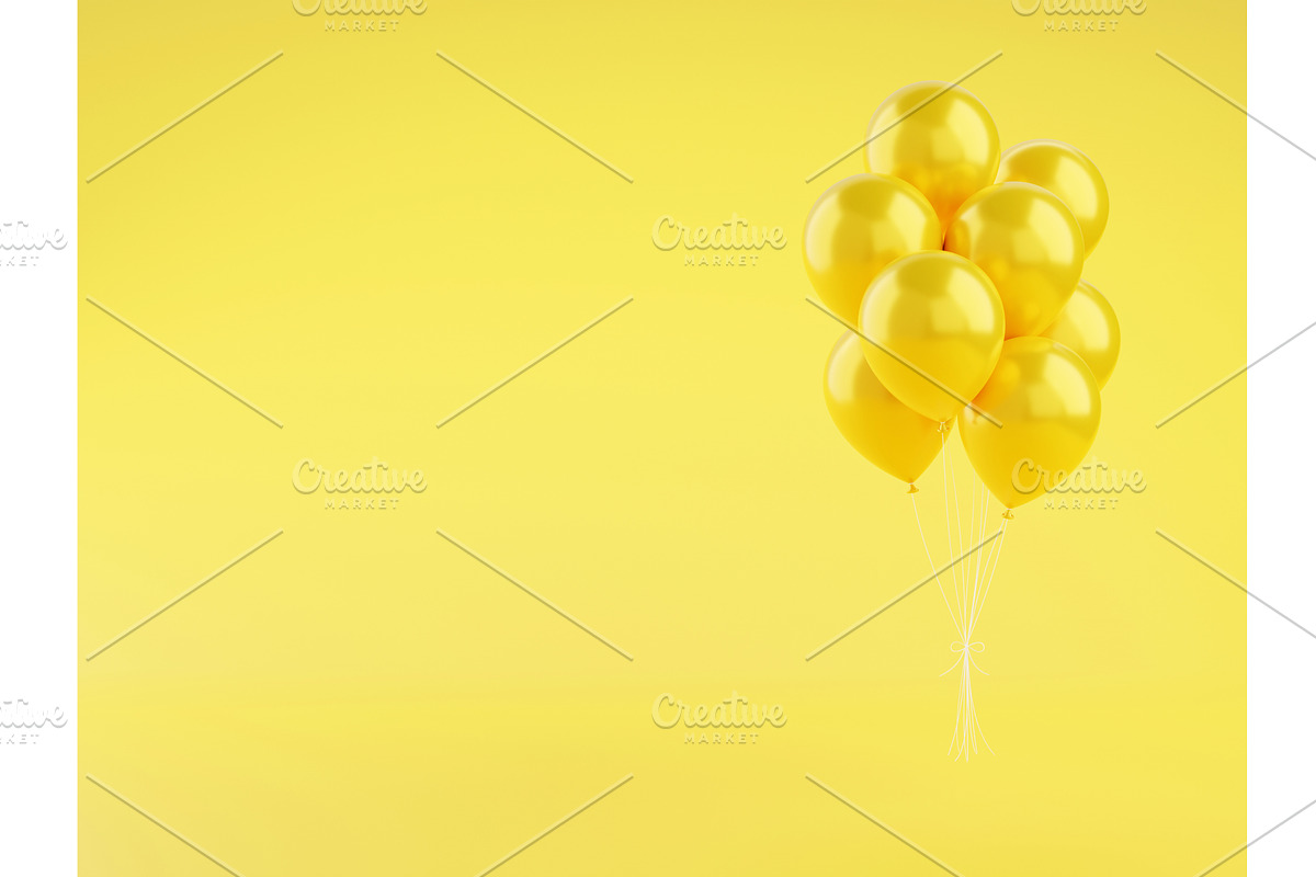 Yellow glossy balloons 3d render, a Textures & Material 3D Model by YuliiaOsadcha