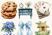 Vintage Blue Wonderland Clipart, a Person Illustration by BusyDaydesign (Thumbnail 2 of 9)