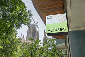 Barcelona Building Sign Mockup S015