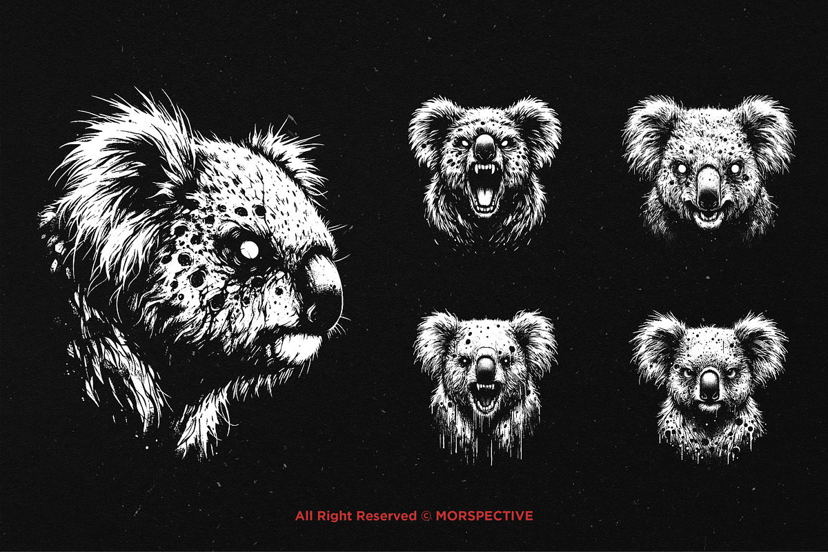 10 Bundle Dark Art Koala Animal Wild, an Illustration by Morspective (Photo 3 of 7)