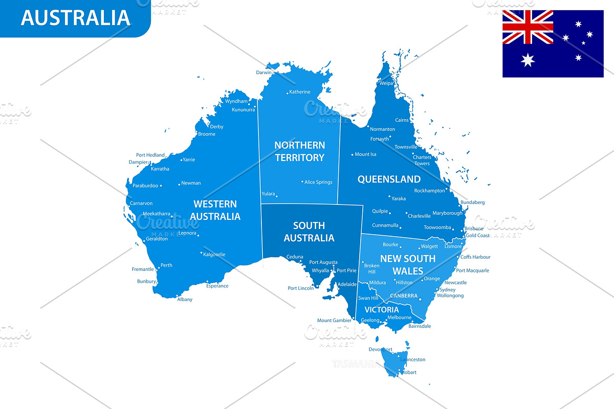 Detailed map of Australia, an Illustration by Vector Shop (Photo 1 of 5)