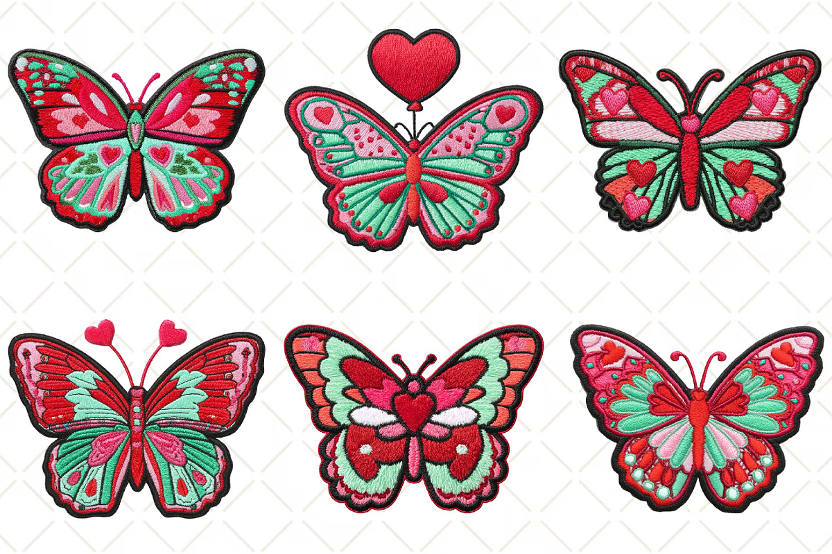 Crochet Valentines Butterfly Clipart, an Illustration by Black Bird Studio (Photo 6 of 6)