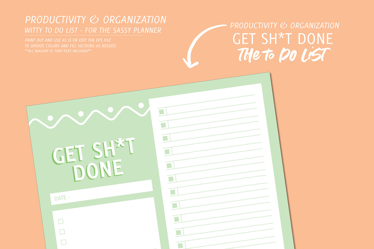 Editable - Get Sh*t Done To Do List, a Stationery Template by Bella+Sophia Creative (Photo 2 of 3)