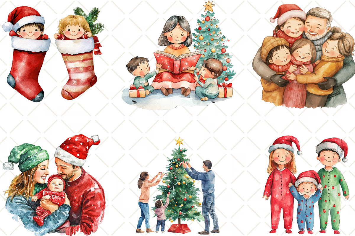 Christmas Family Clipart, an Illustration by Black Bird Studio (Photo 3 of 6)