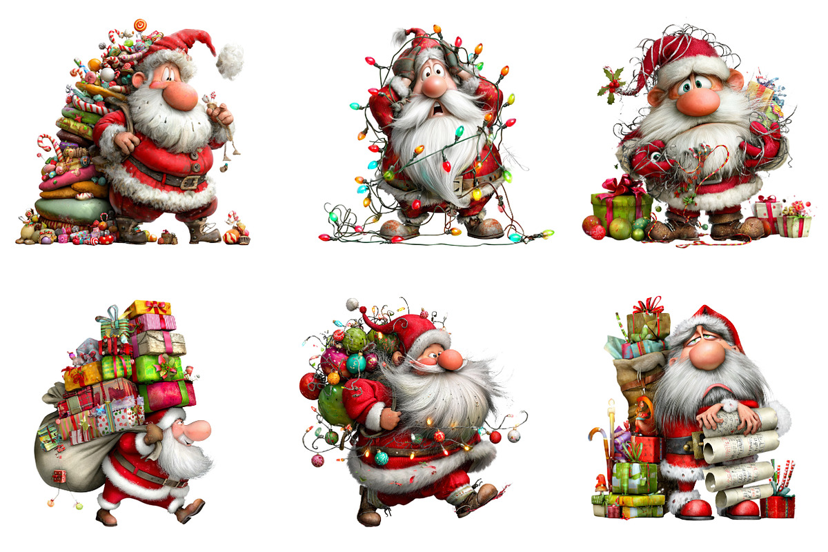 Quirky Busy Santa Clipart, an Illustration by CreationArt (Photo 3 of 5)