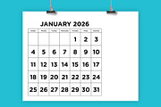 2026 Large Number 8.5x11 Calendar, a Stationery Template by Running With Foxes (Thumbnail 1 of 5)