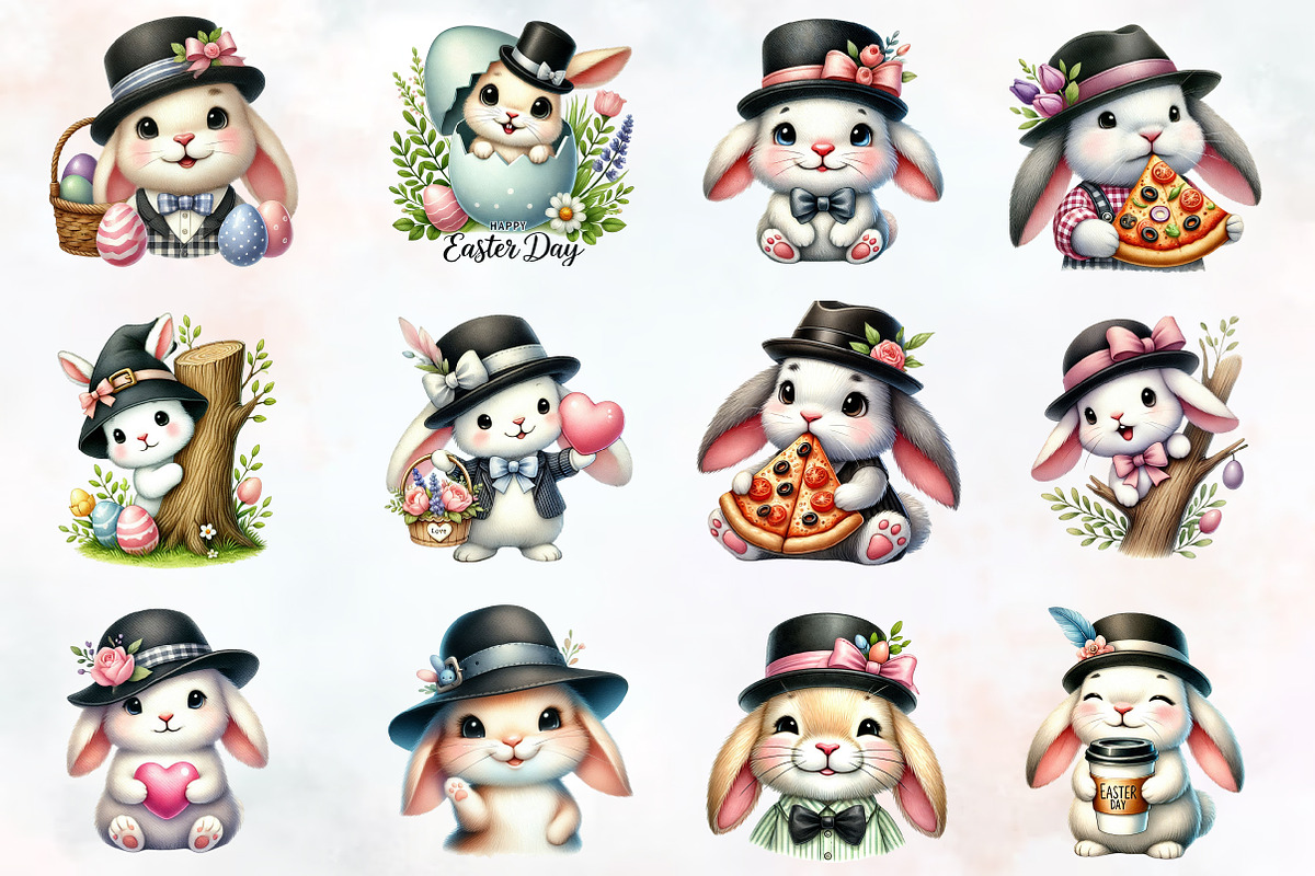 Easter Day Playful Cute Bunny PNG, an Animal Illustration by RobertsArt (Photo 5 of 7)