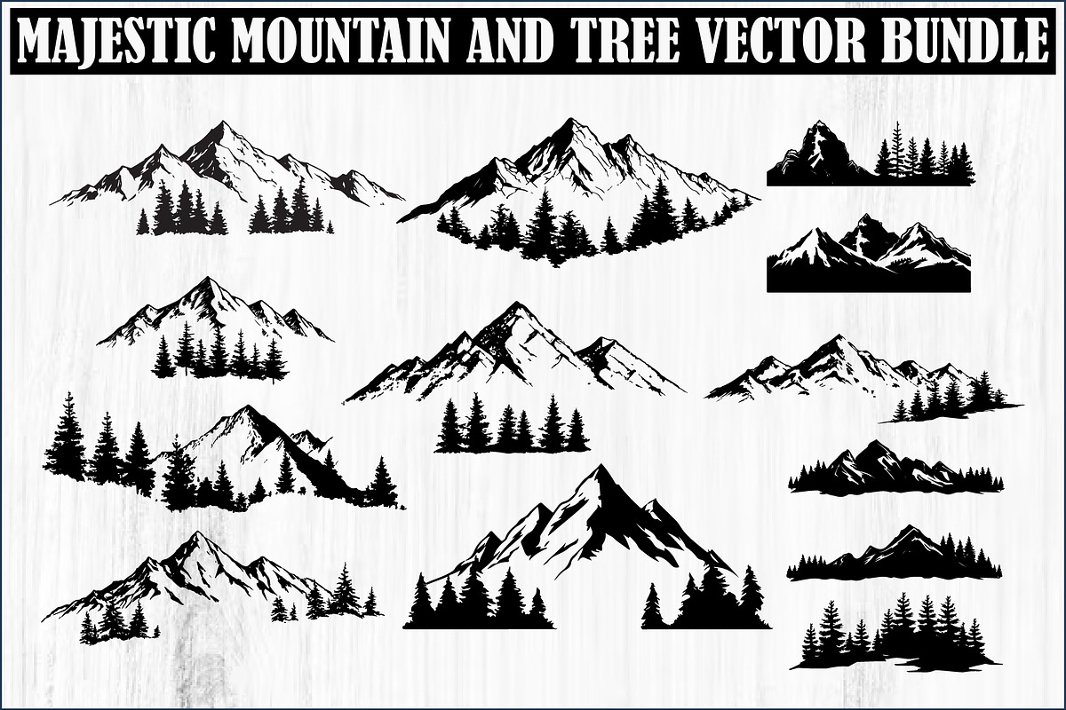 Majestic Mountain and Tree Vector, a Graphic by balal (Photo 1 of 5)