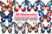 Patriotic Butterfly Clipart 4th of J, an Illustration by DreamCafeArt (Thumbnail 1 of 5)