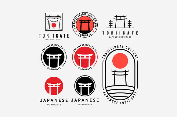 Set Bundle of Torii Gate Logo Icon preview 2