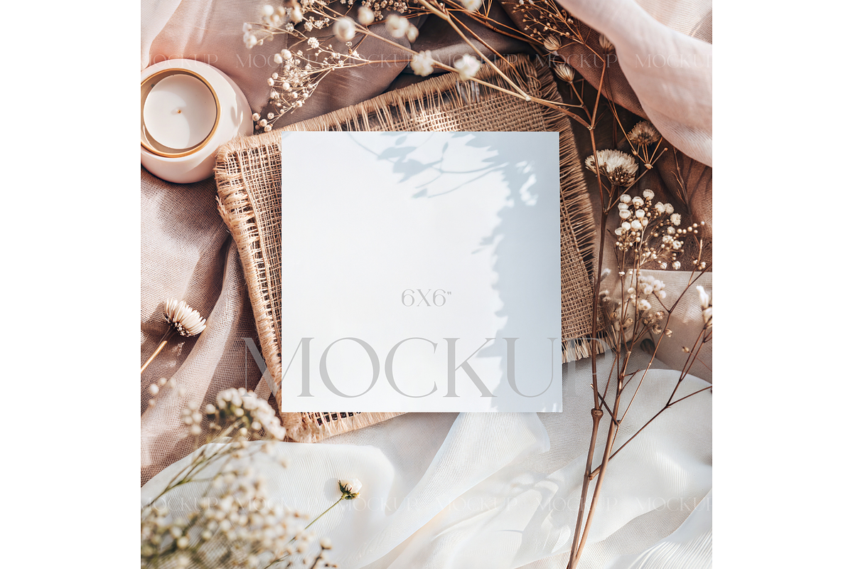 Dried Floral Square Card Mockup, a Mockup by MockupWizard (Photo 1 of 3)