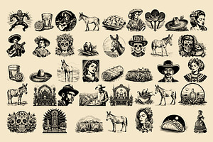 200 Mexican Culture Illustrations