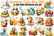 Watercolor Summer Cute Bee Clipart, an Illustration by Sublimation Artist (Thumbnail 1 of 6)