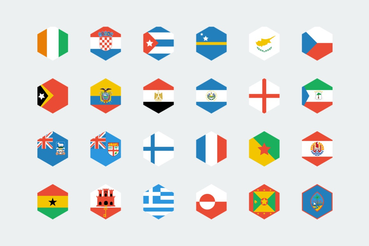 Hexagon world flags, an Icon by Xinh Studio (Photo 3 of 5)