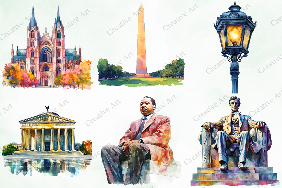 Watercolor Washington Scenes Clipart, an Illustration by Creative Art (Photo 3 of 9)