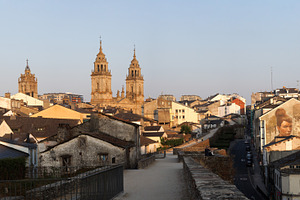 Historic Cityscape with Cathedral Towers and Roman Wall, Lugo, S
