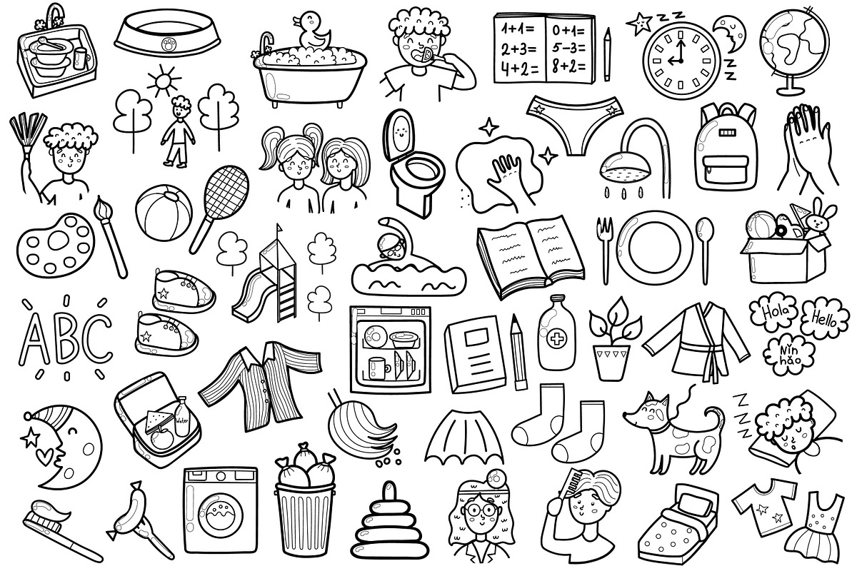 Kids Chores Clipart Collection, an Education Illustration by Gulnara Sabirova (Photo 5 of 8)