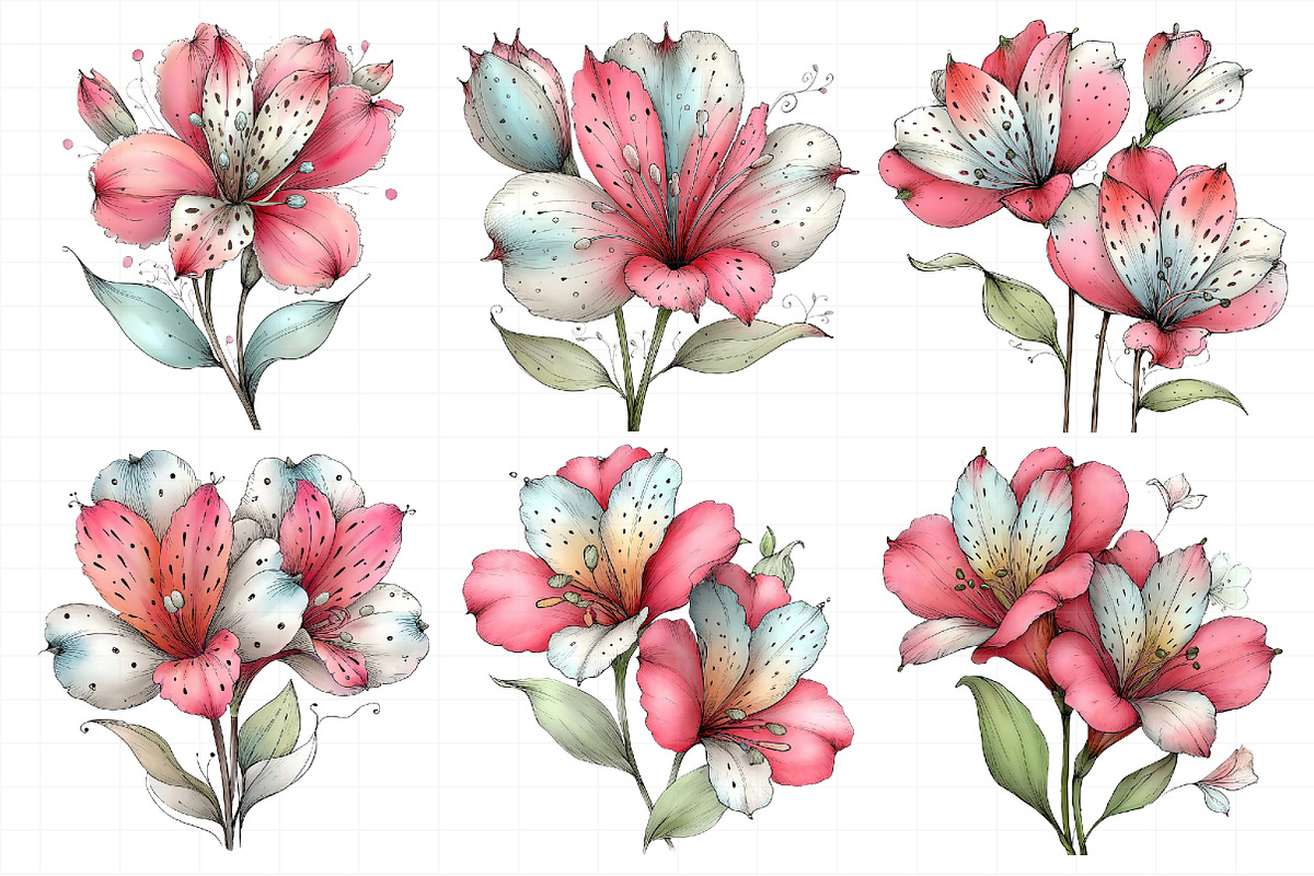 Spring Alstroemeria Flowers Clipart, an Illustration by Daily.Designs (Photo 5 of 8)