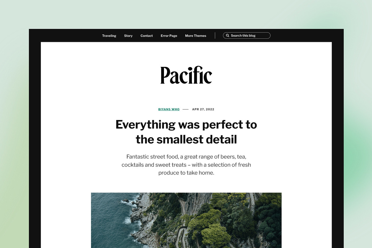 Pacific: Big bold photo-blog theme, a Templates & Theme by Heybi (Photo 2 of 6)