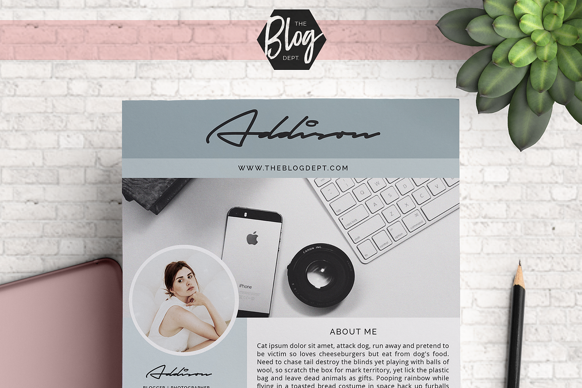 Blog Media Kit - 2 Page 'Addison', a Marketing Template by Kimi Kinsey (Photo 1 of 2)