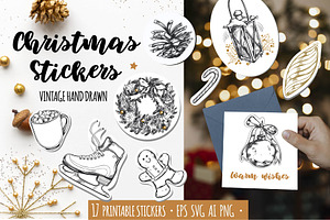 Christmas vintage stickers bundle