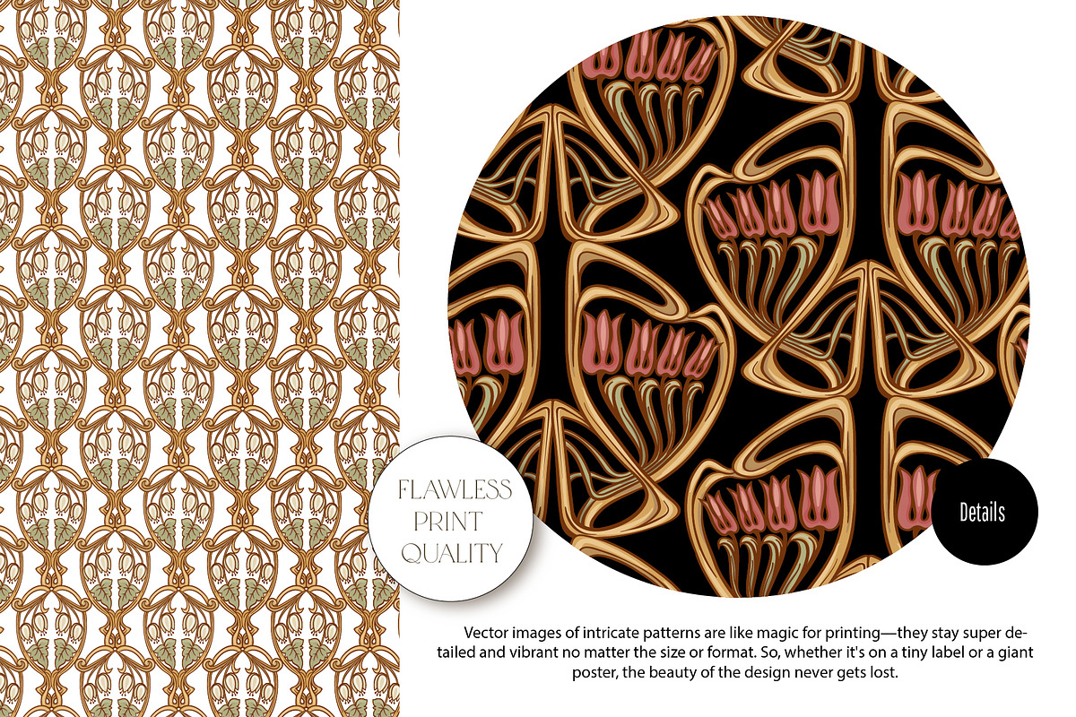 Art Nouveau Seamless Patterns Set, a Pattern Graphic by Elen-Lane (Photo 4 of 6)