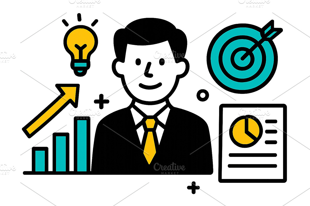 Business success concept with a man, a Finance Illustration by ZinetroN