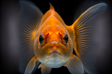 Goldfish swimming in water on black